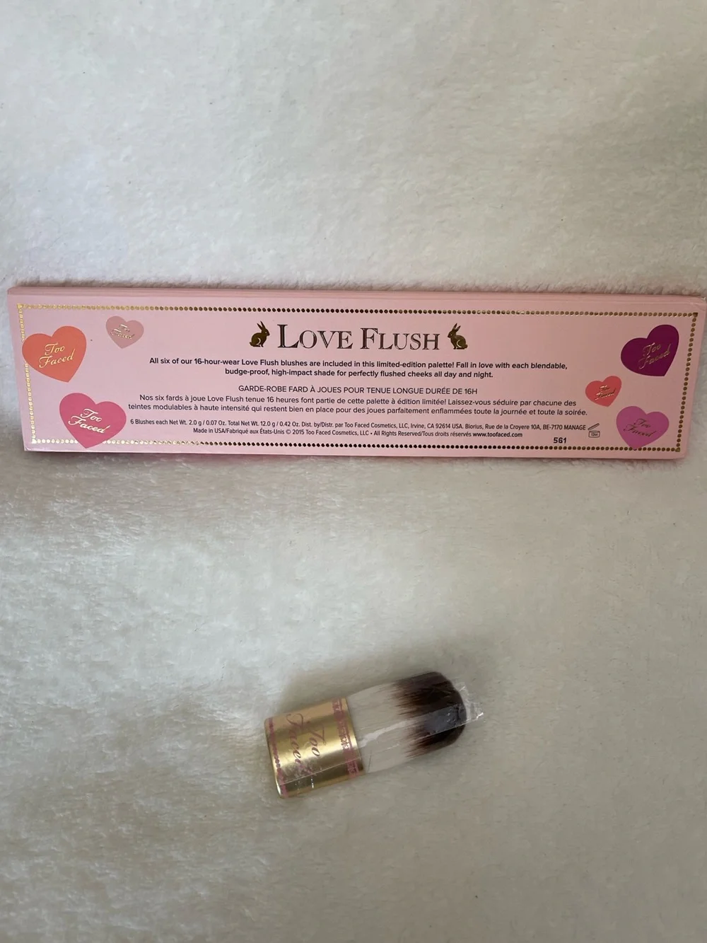 Too faced Love Flush long Lasting Blush Wardrobe and Small Brush applicator  New